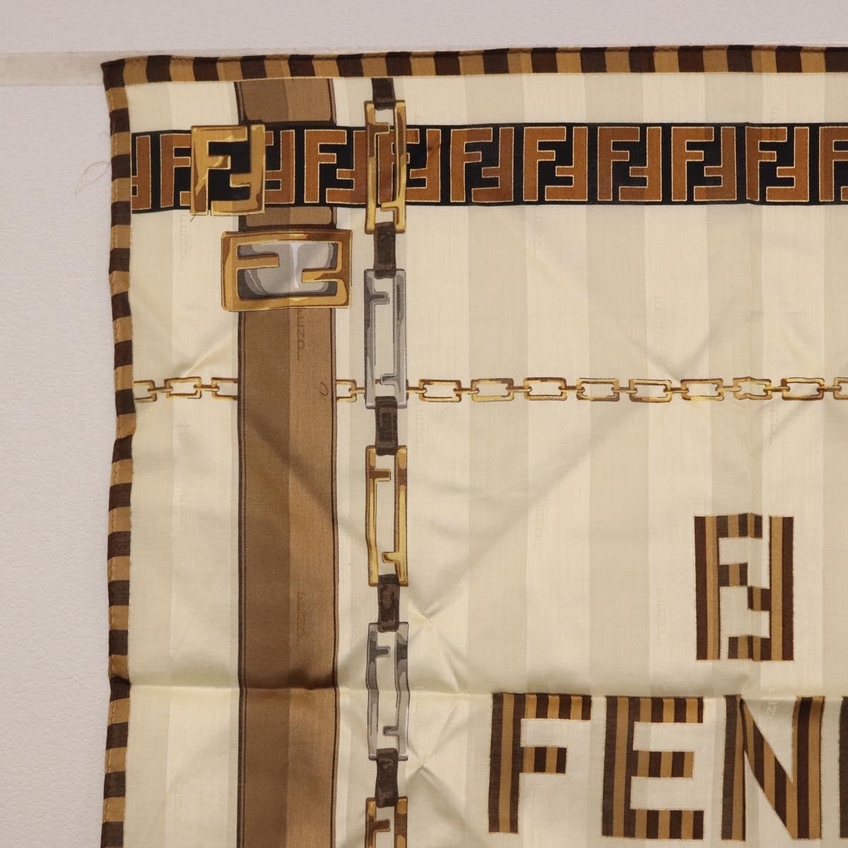 FENDI Handkerchief Cotton Beige Auth am11990V