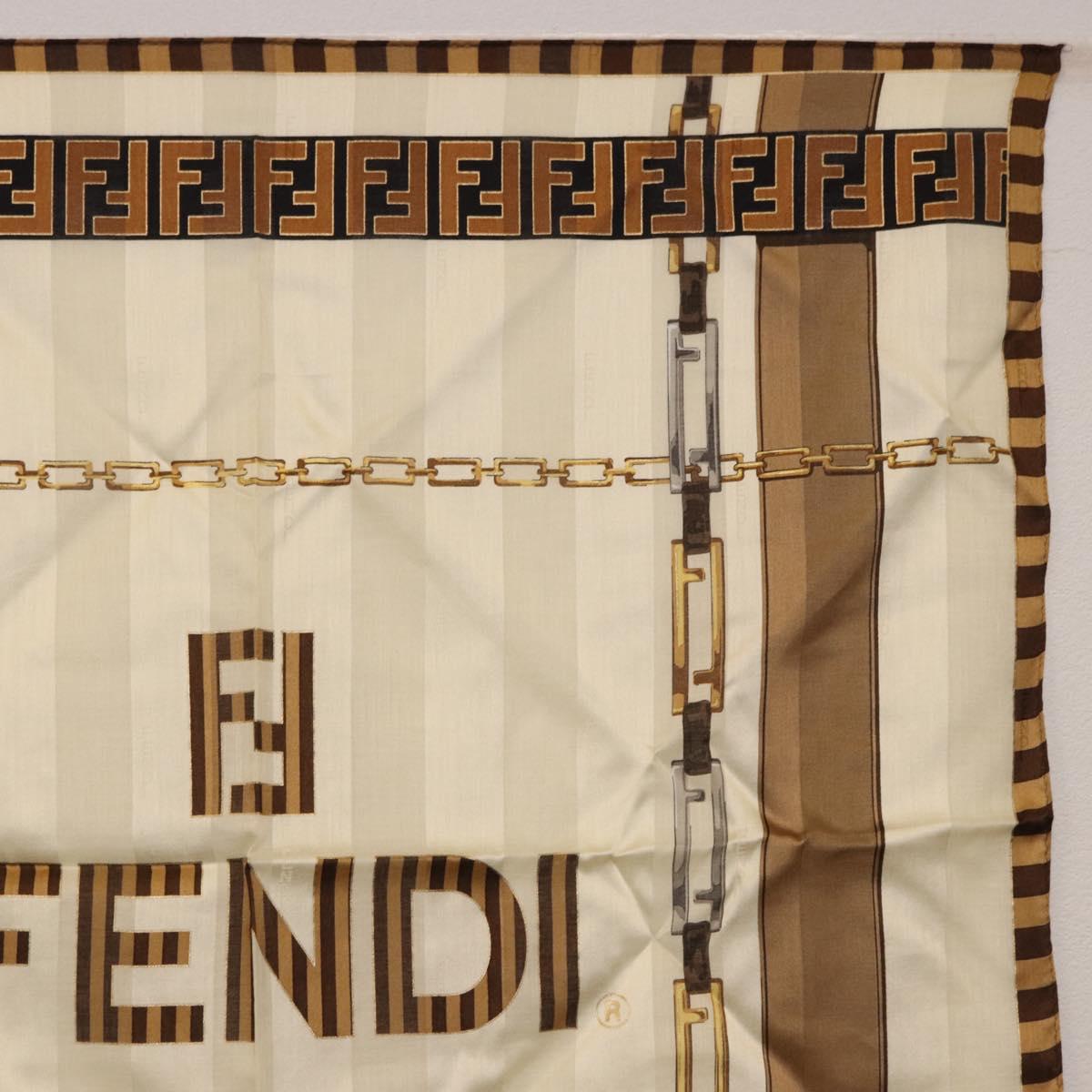 FENDI Handkerchief Cotton Beige Auth am11990V