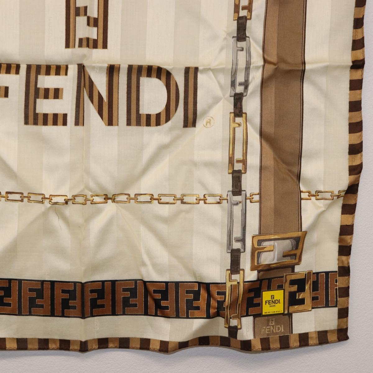FENDI Handkerchief Cotton Beige Auth am11990V