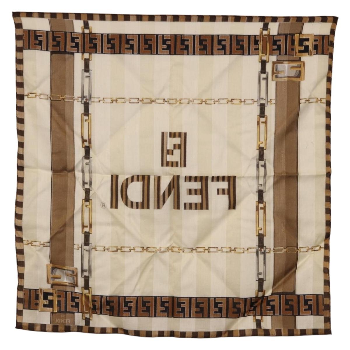 FENDI Handkerchief Cotton Beige Auth am11990V