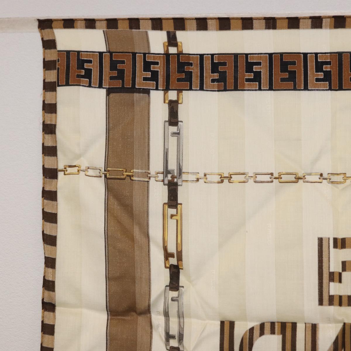 FENDI Handkerchief Cotton Beige Auth am11990V