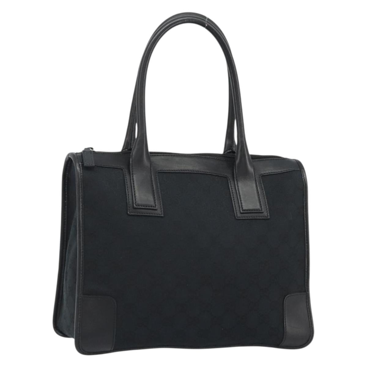 GUCCI GG Canvas Hand Bag Black Silver 000 0855 Auth am11991V