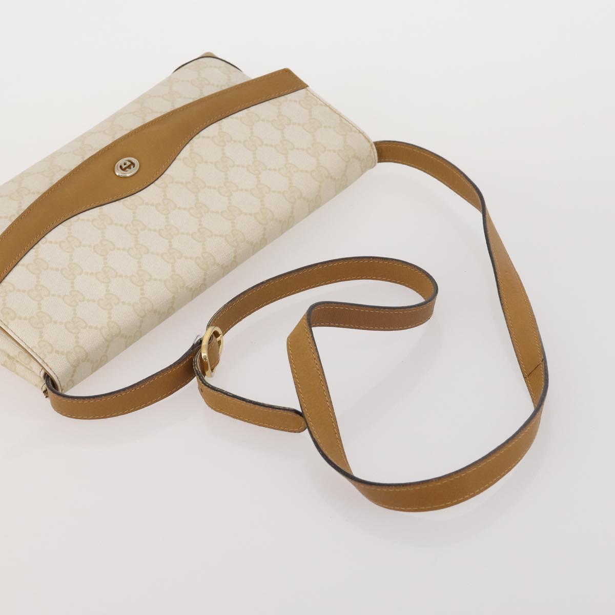 GUCCI GG Supreme Web Sherry Line Bag PVC Canvas 2 Set Beige White Auth am11992