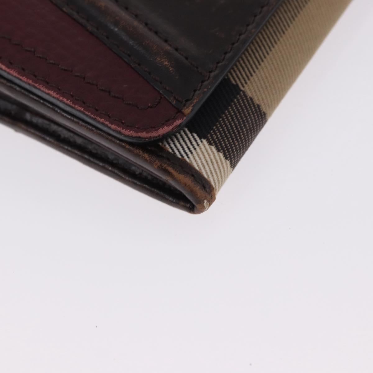 Burberrys Burberry Nova Check Blue Label Bag Nylon 3 Set Brown Red Auth am11993