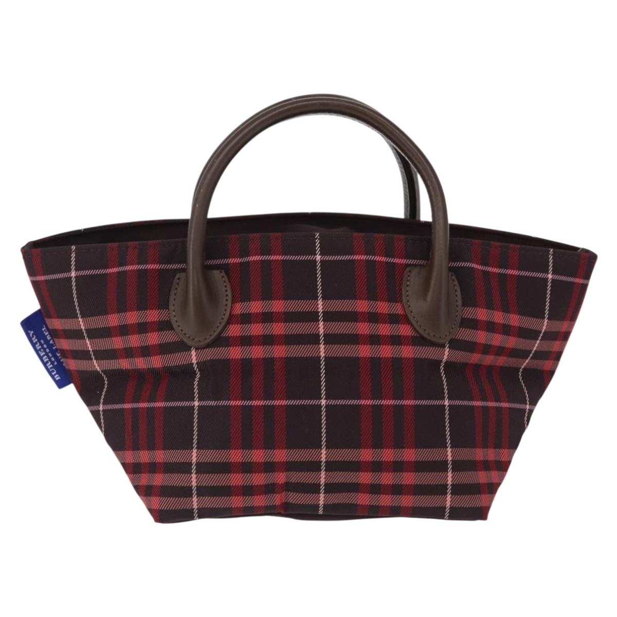Burberrys Burberry Nova Check Blue Label Bag Nylon 3 Set Brown Red Auth am11993