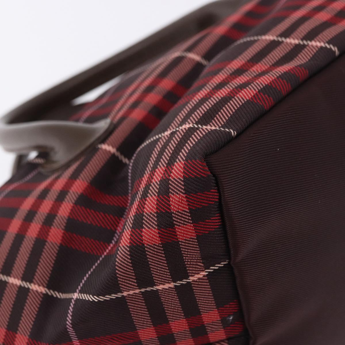 Burberrys Burberry Nova Check Blue Label Bag Nylon 3 Set Brown Red Auth am11993