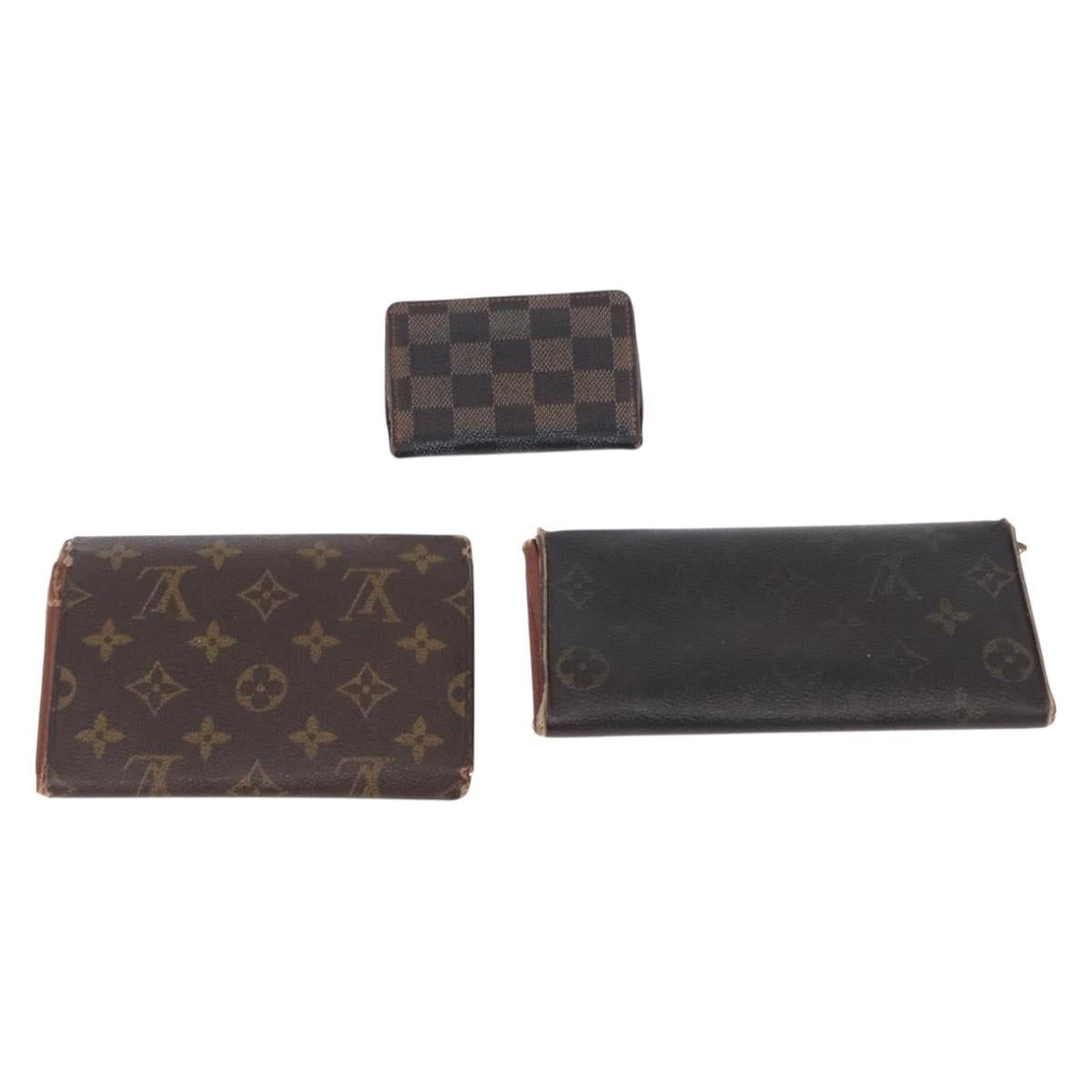 LOUIS VUITTON Monogram Taiga Damier Ebene Wallet 7 Set Black Green Auth am11994