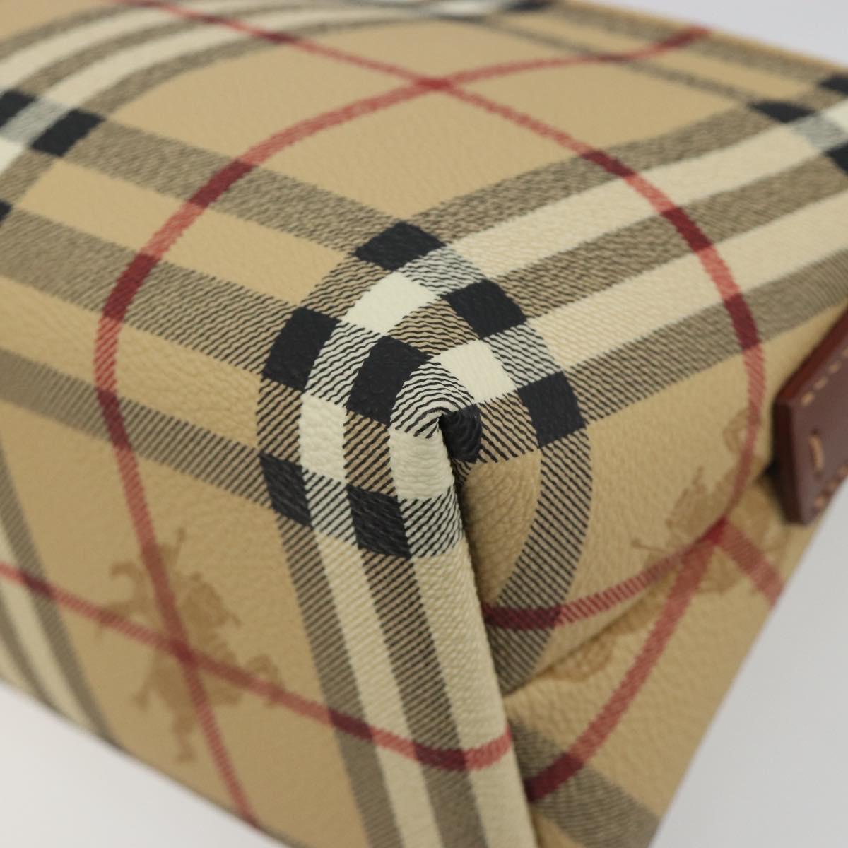 BURBERRY Nova Check Hand Bag PVC Beige Gold Auth am11995V