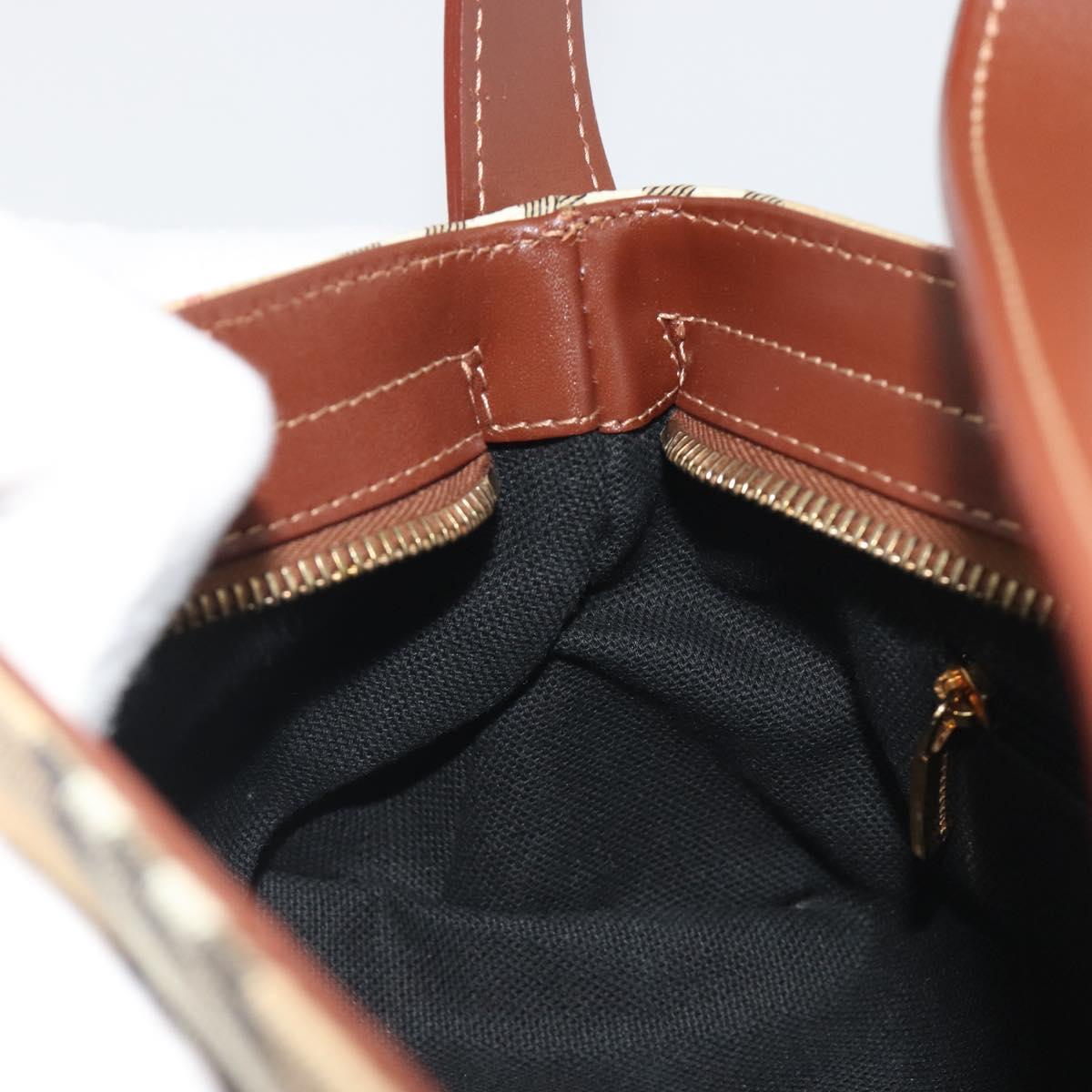 BURBERRY Nova Check Hand Bag PVC Beige Gold Auth am11995V