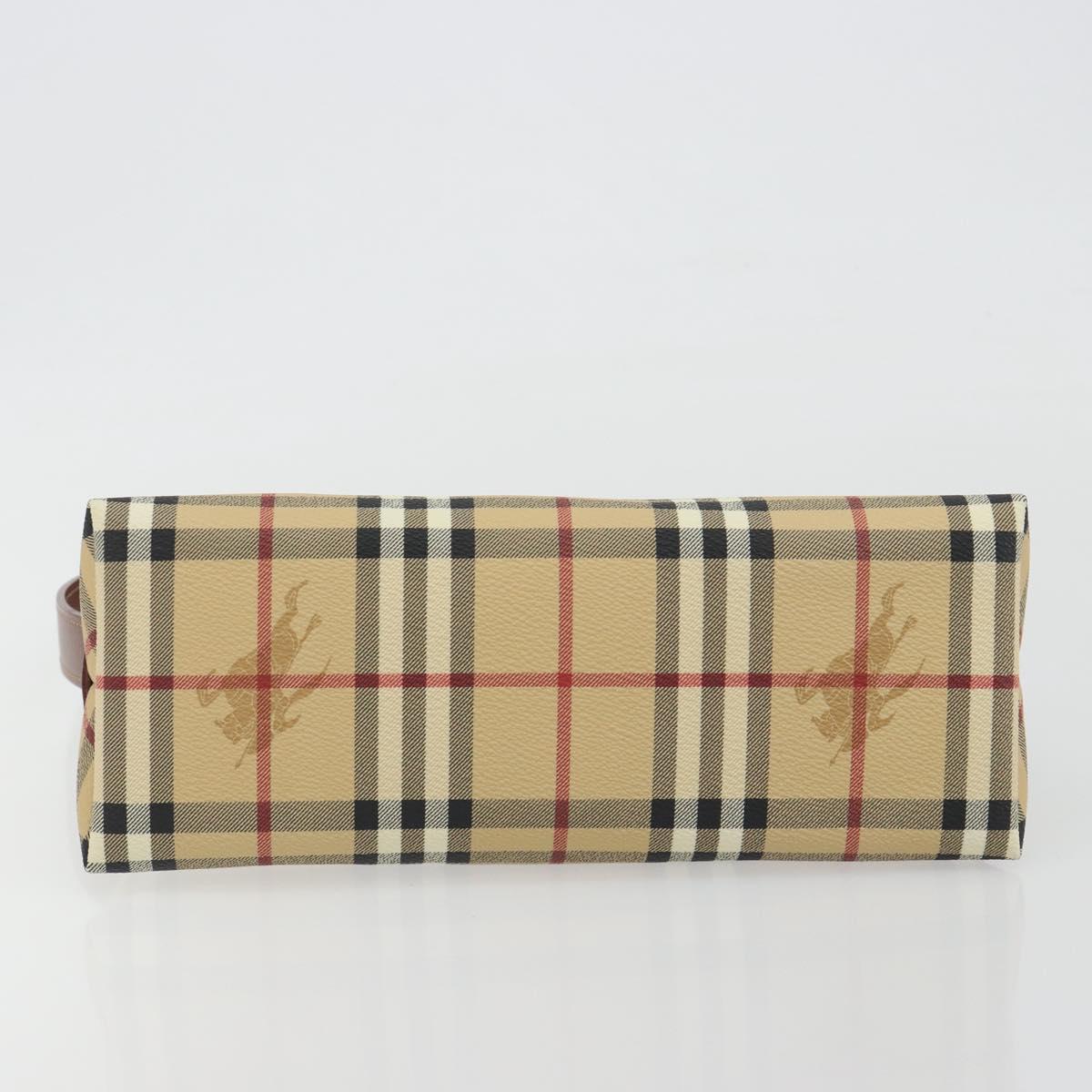 BURBERRY Nova Check Hand Bag PVC Beige Gold Auth am11995V