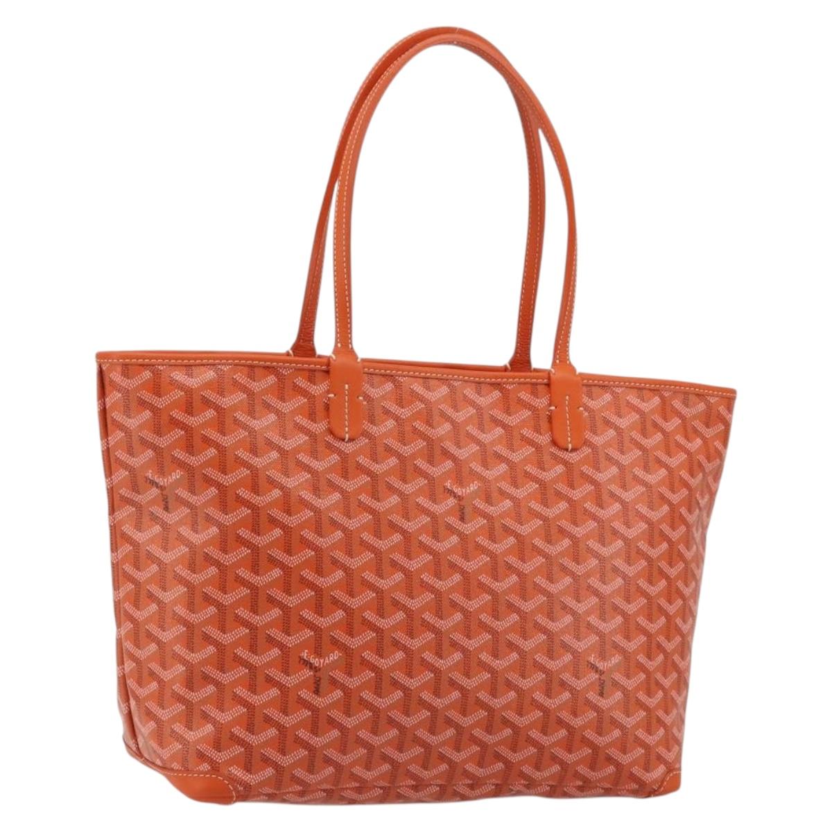 GOYARD Herringbone Artois PM Tote Bag PVC Leather Orange Auth am11996SM