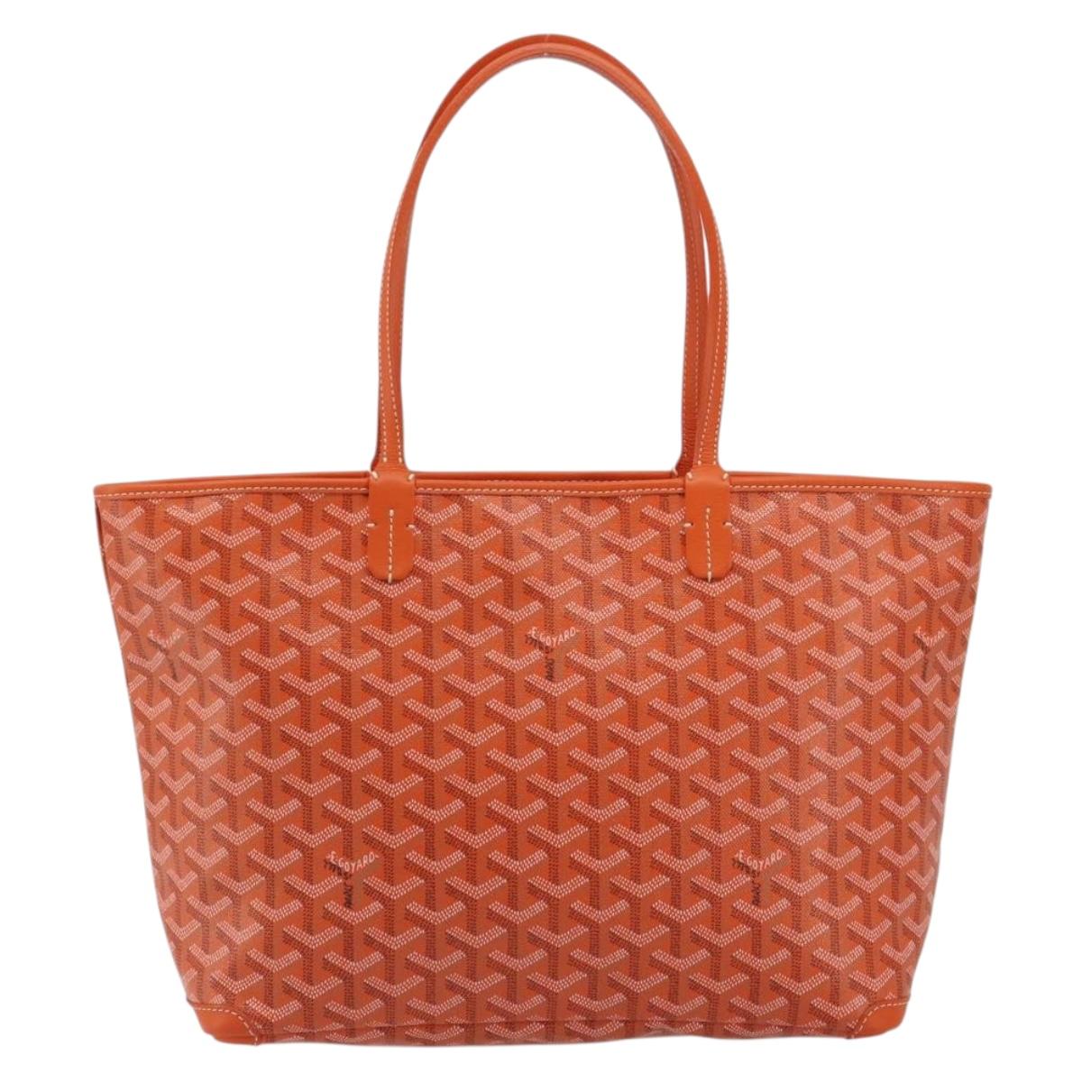 GOYARD Herringbone Artois PM Tote Bag PVC Leather Orange Auth am11996SM