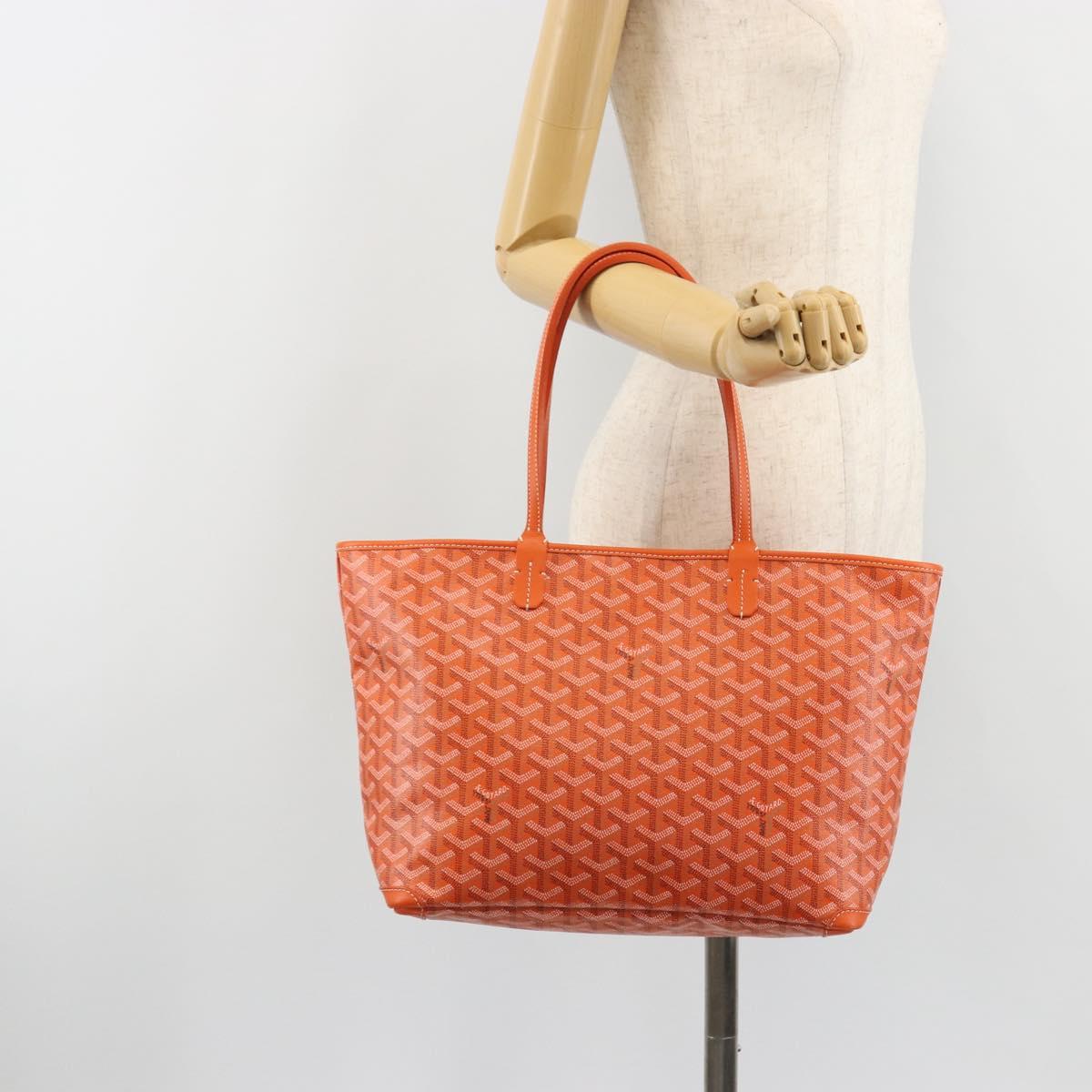 GOYARD Herringbone Artois PM Tote Bag PVC Leather Orange Auth am11996SM