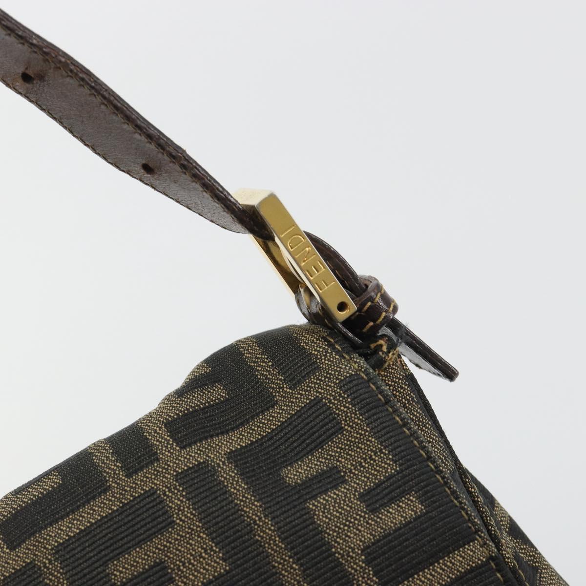 FENDI Zucca Canvas Mamma Baguette Shoulder Bag Brown Black Auth am12000A