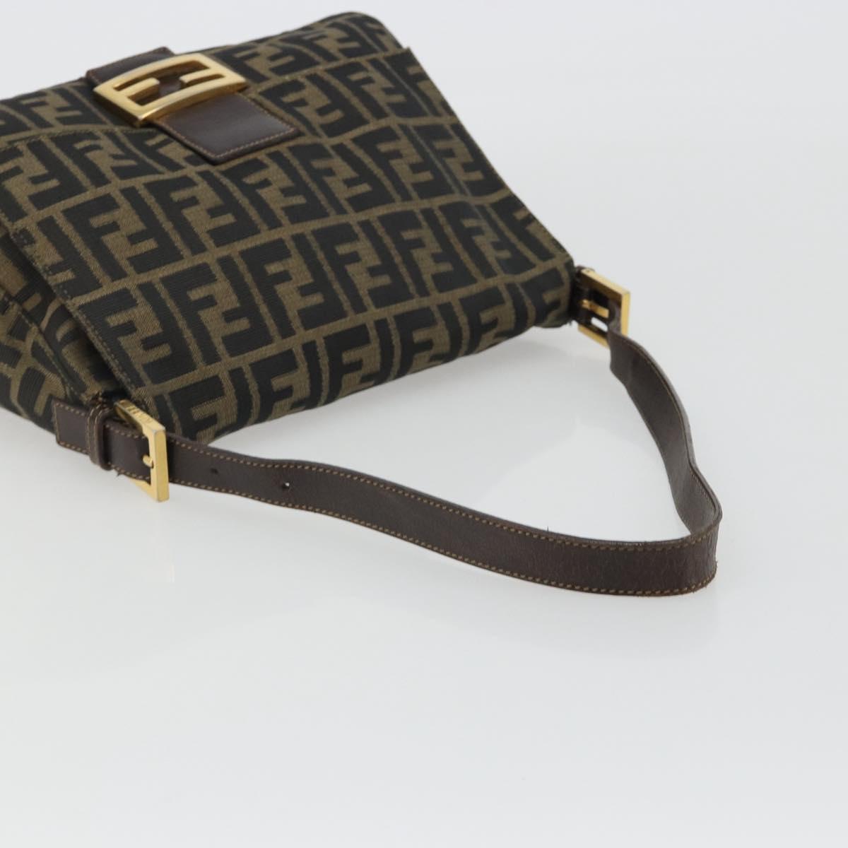 FENDI Zucca Canvas Mamma Baguette Shoulder Bag Brown Black Auth am12000A