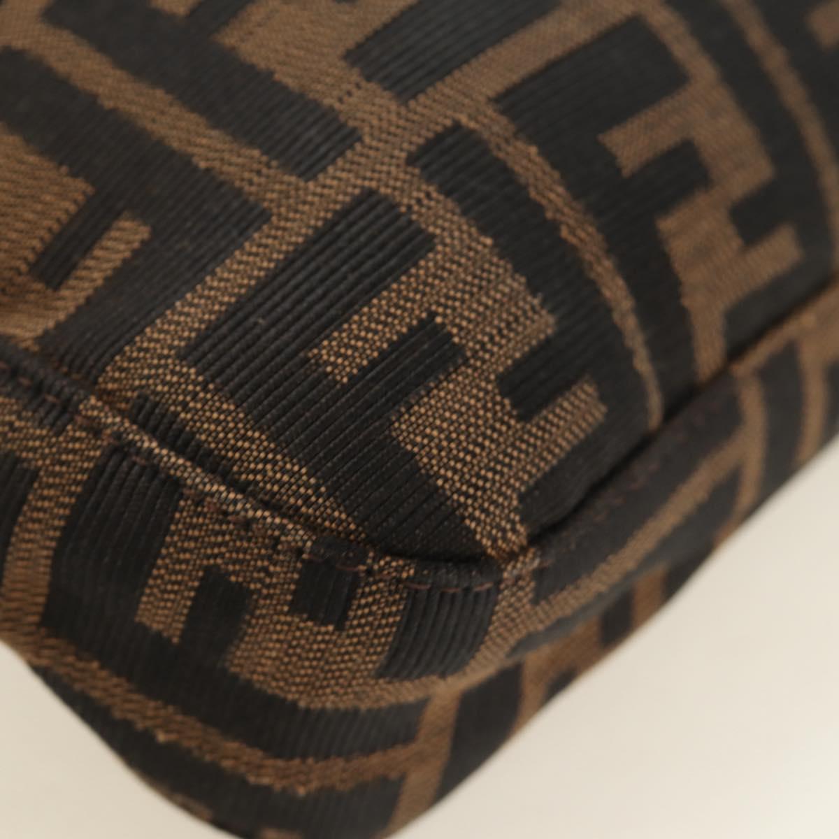 FENDI Zucca Canvas Mamma Baguette Shoulder Bag Black Brown Auth am12003V