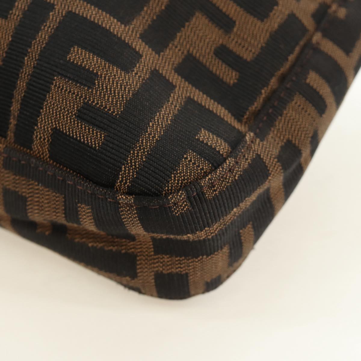 FENDI Zucca Canvas Mamma Baguette Shoulder Bag Black Brown Auth am12003V