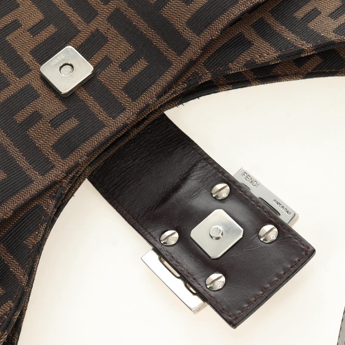 FENDI Zucca Canvas Mamma Baguette Shoulder Bag Black Brown Auth am12003V