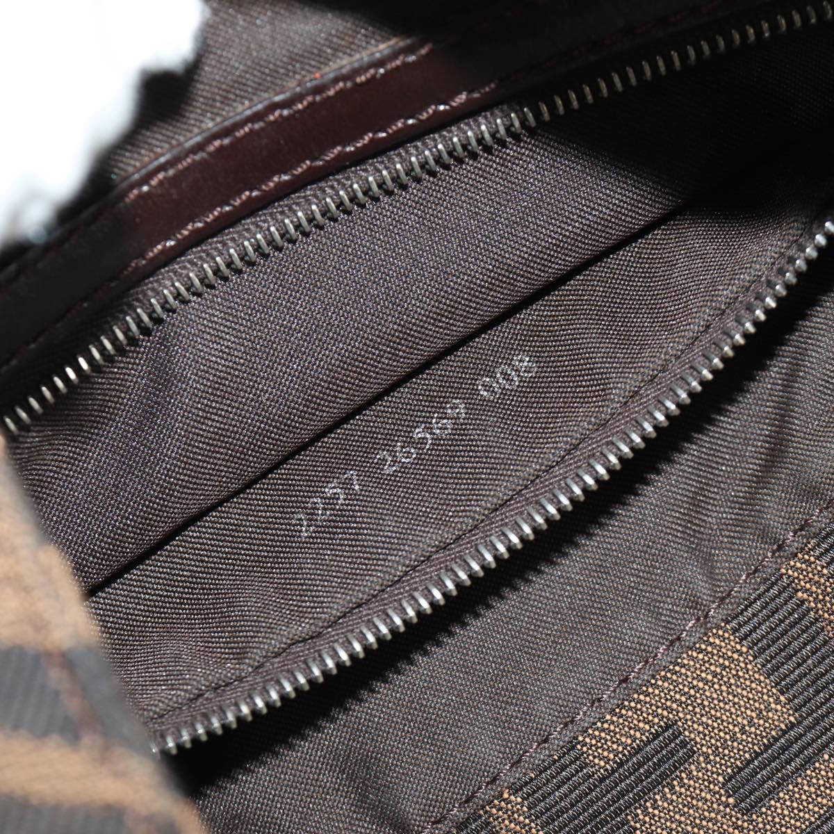 FENDI Zucca Canvas Mamma Baguette Shoulder Bag Black Brown Auth am12003V