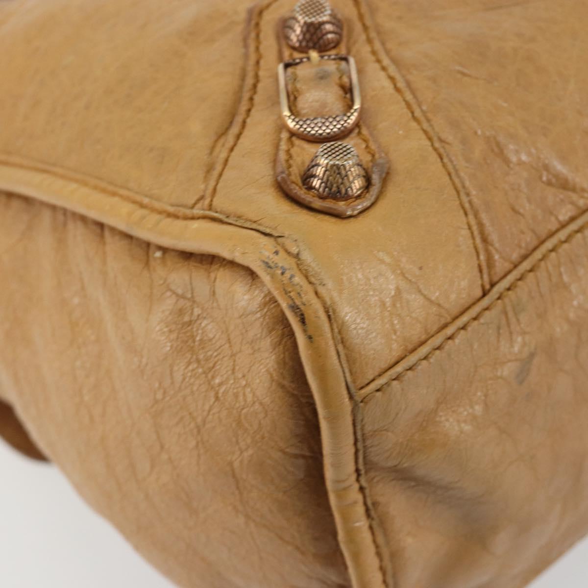 BALENCIAGA The Giant City Hand Bag Leather 2way Beige 281770 Auth am12006A