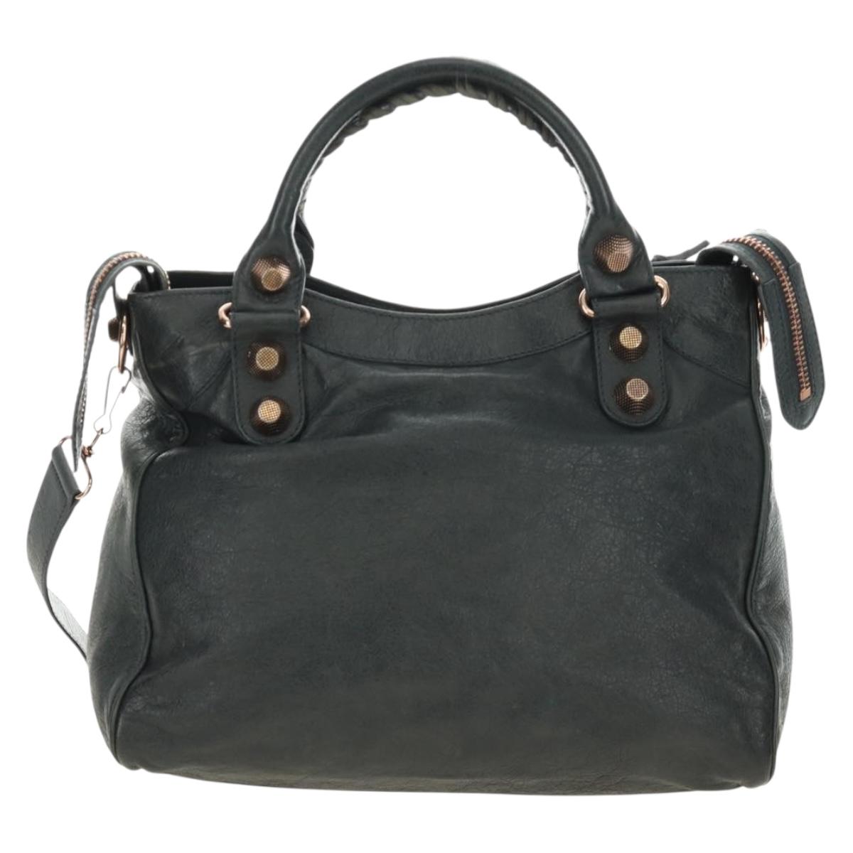 BALENCIAGA Giant Vero Hand Bag Leather 2way Gray 263244 Auth am12009SAM