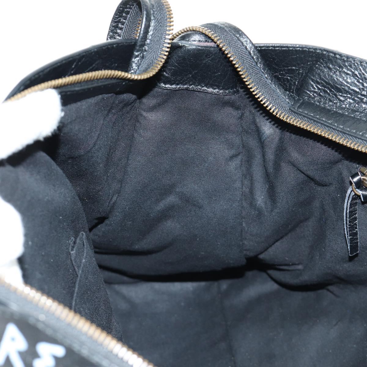 BALENCIAGA Graffiti The City Hand Bag Leather 2way Black 115748 Auth am12010SAM