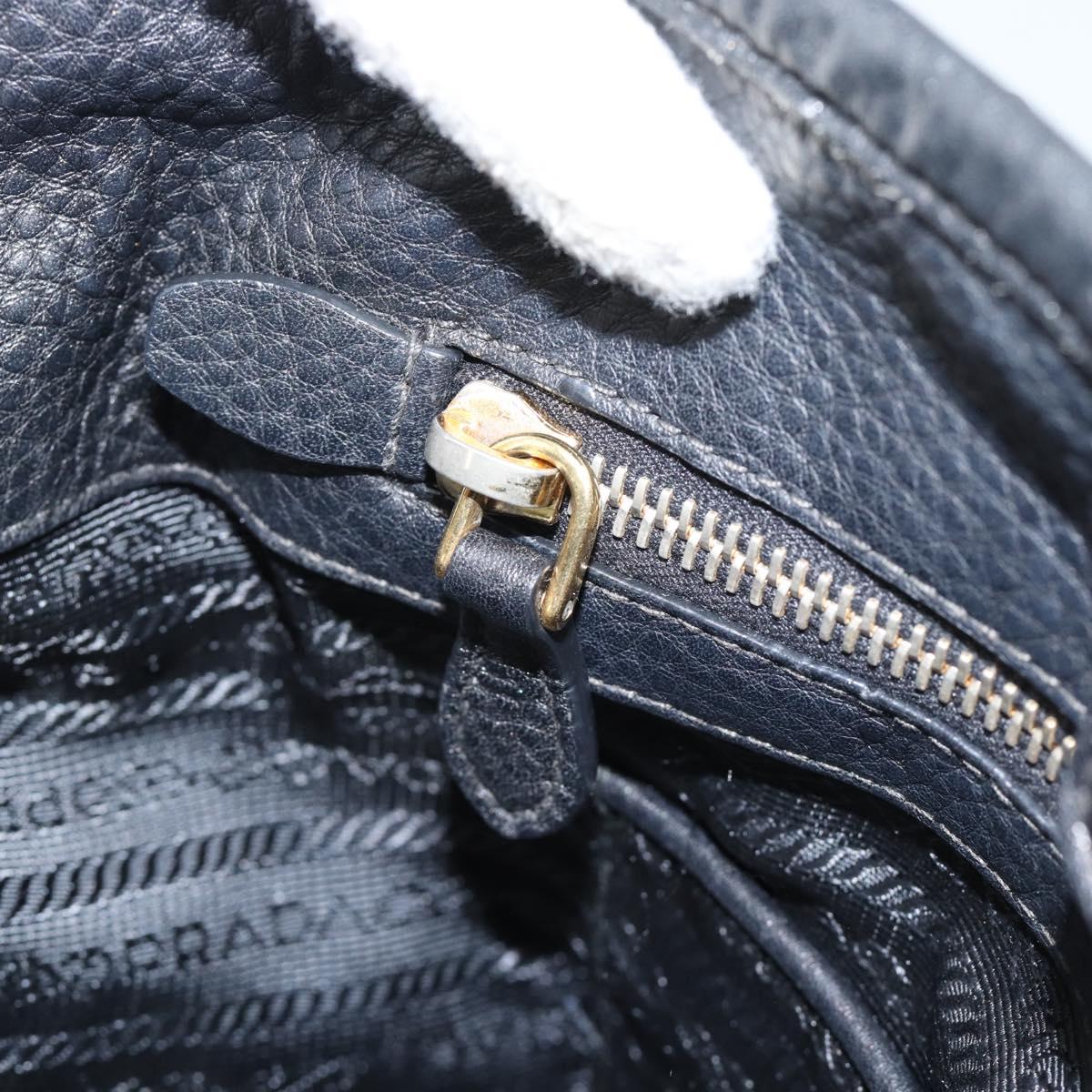 PRADA Hand Bag Nylon Leather 2way Black Gold Auth am12012
