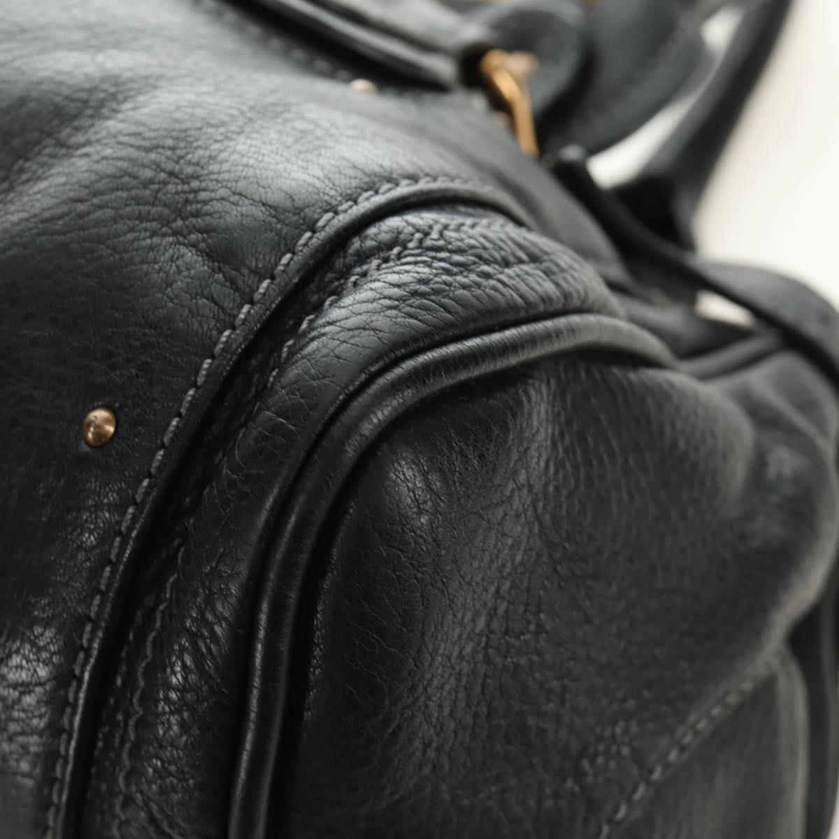 Chloe Paddington Hand Bag Leather Black Gold Silver Auth am12013SAM