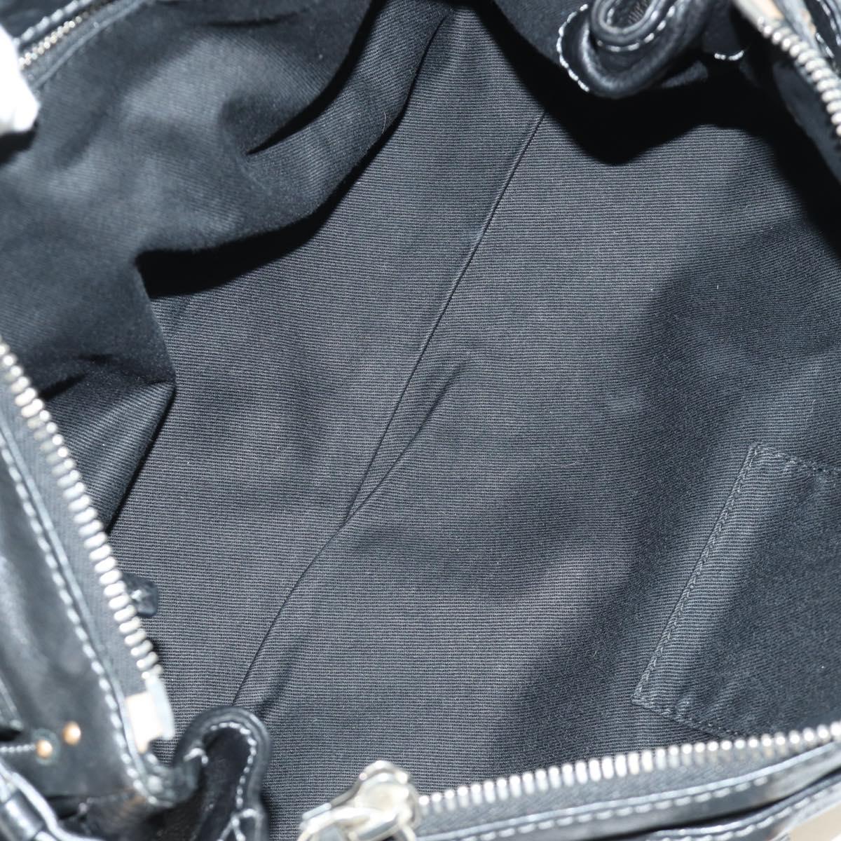 Chloe Paddington Hand Bag Leather Black Gold Silver Auth am12013SAM