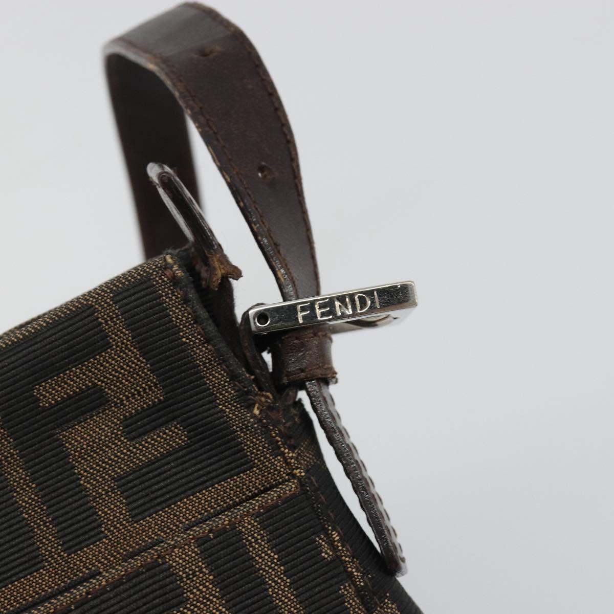 FENDI Zucca Canvas Mamma Baguette Shoulder Bag Brown Black Auth am12016A