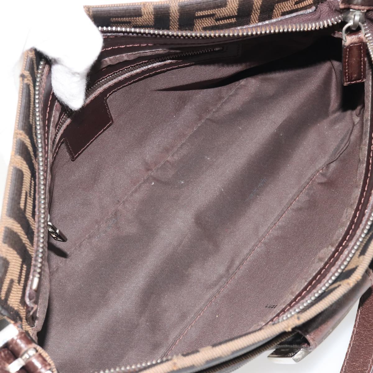 FENDI Zucca Canvas Mamma Baguette Shoulder Bag Brown Black Auth am12016A