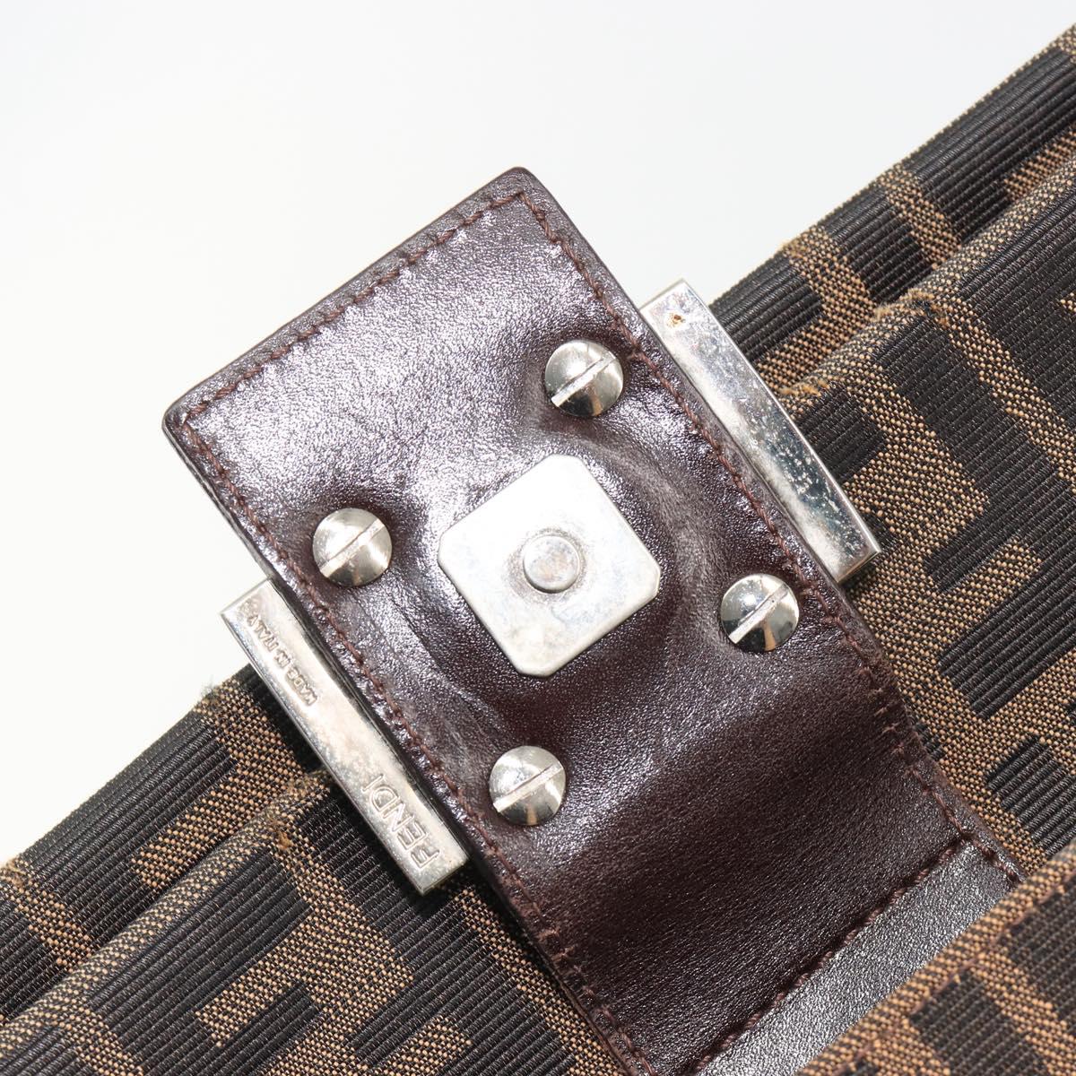 FENDI Zucca Canvas Mamma Baguette Shoulder Bag Brown Black Auth am12016A
