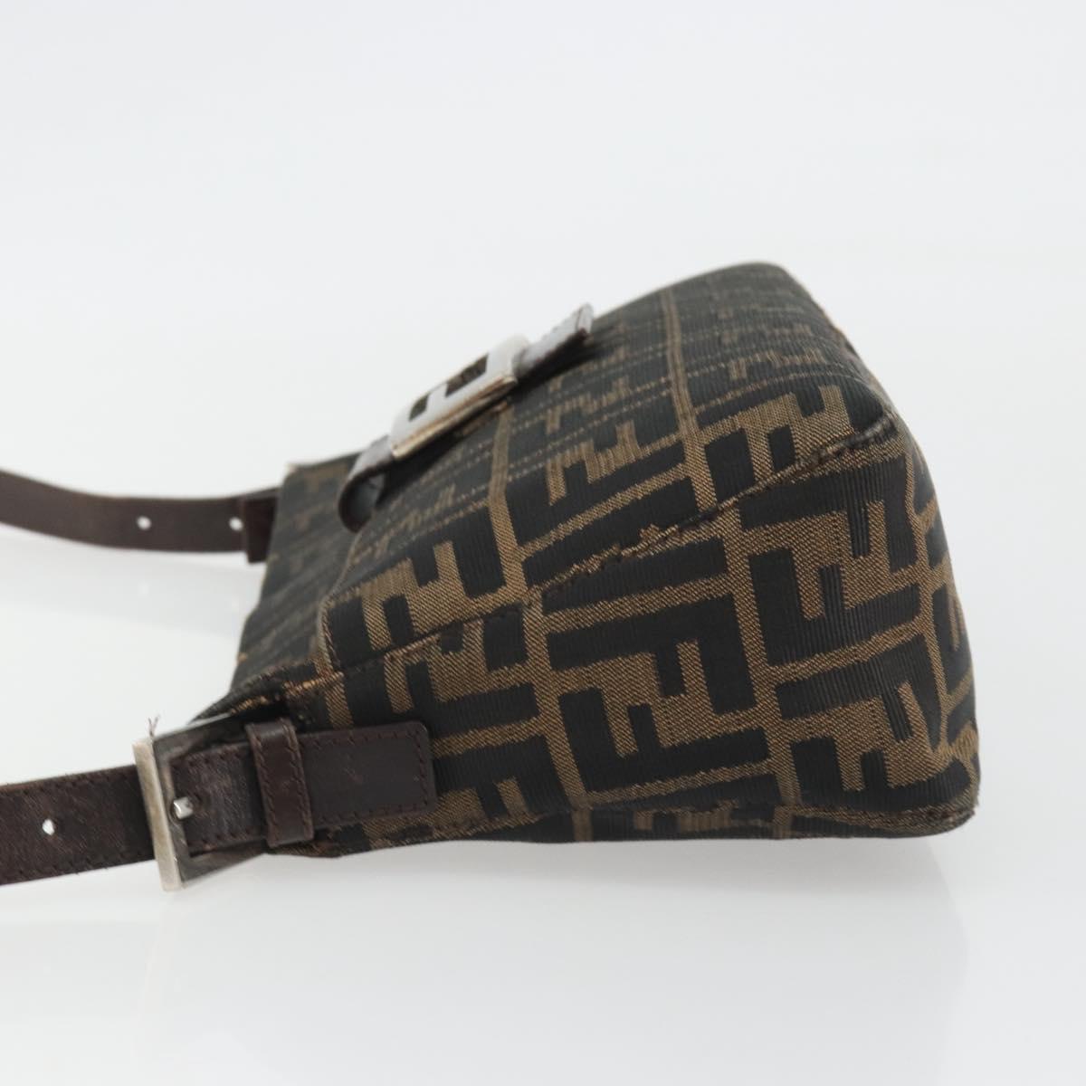FENDI Zucca Canvas Mamma Baguette Shoulder Bag Brown Black Auth am12016A