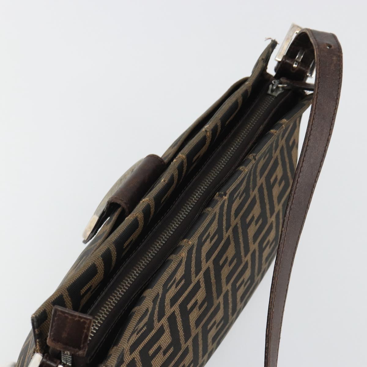 FENDI Zucca Canvas Mamma Baguette Shoulder Bag Brown Black Auth am12016A
