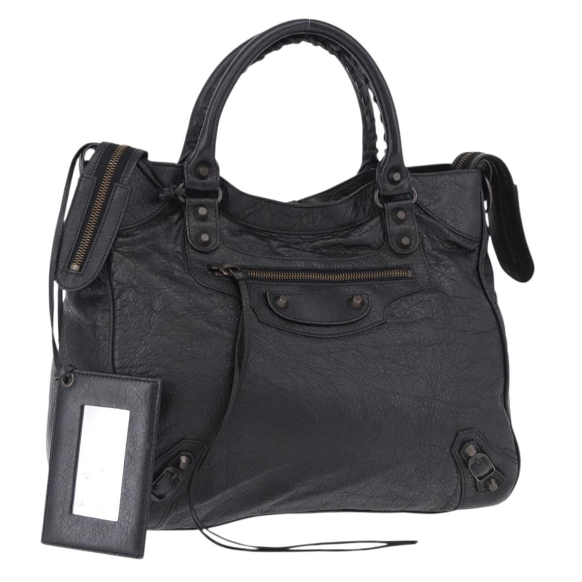 BALENCIAGA The Vero Hand Bag Leather Black 235216 Auth am12018SM