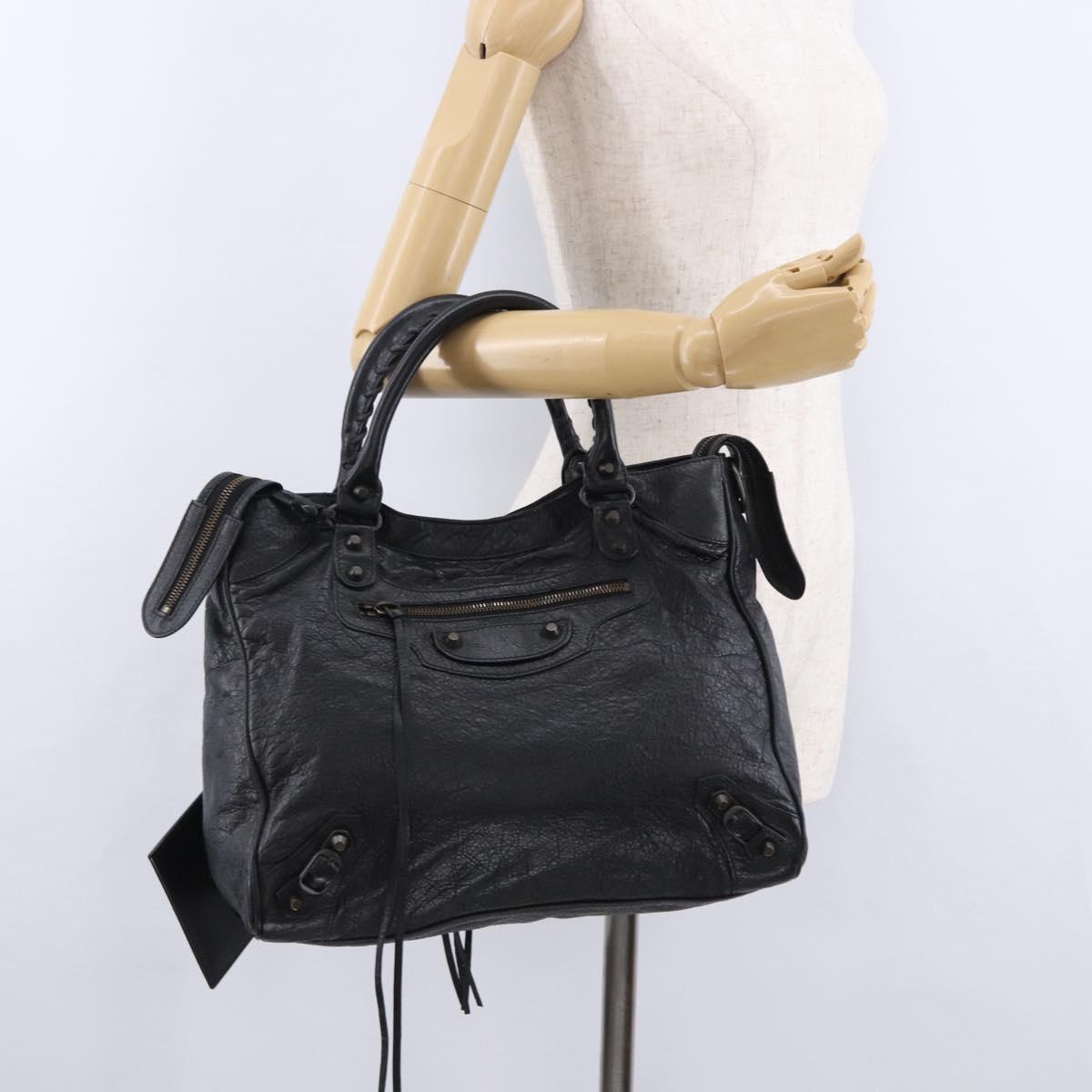 BALENCIAGA The Vero Hand Bag Leather Black 235216 Auth am12018SM