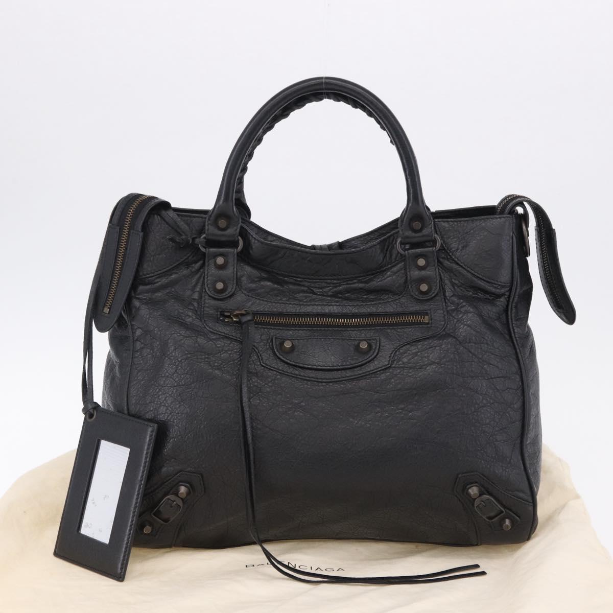 BALENCIAGA The Vero Hand Bag Leather Black 235216 Auth am12018SM