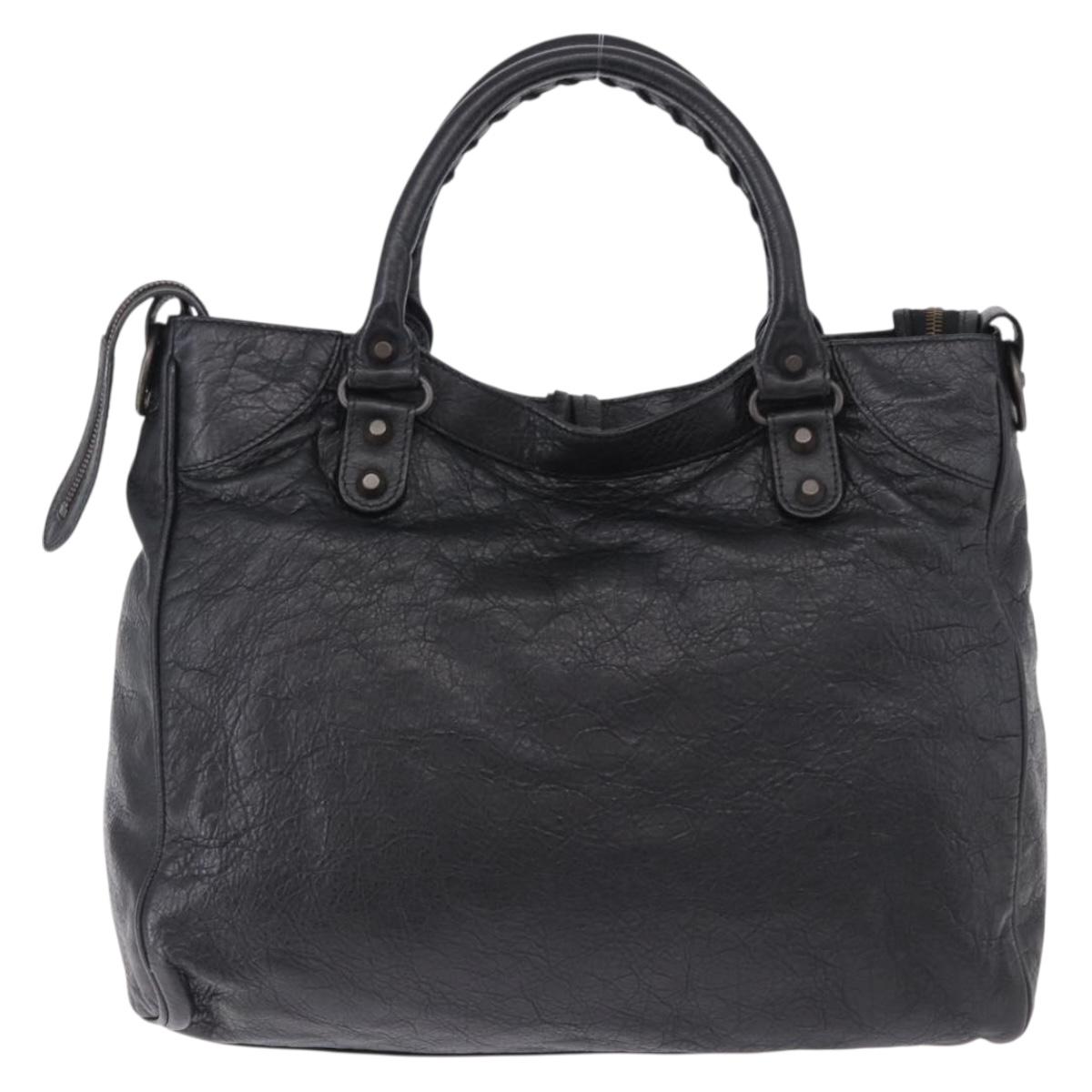 BALENCIAGA The Vero Hand Bag Leather Black 235216 Auth am12018SM