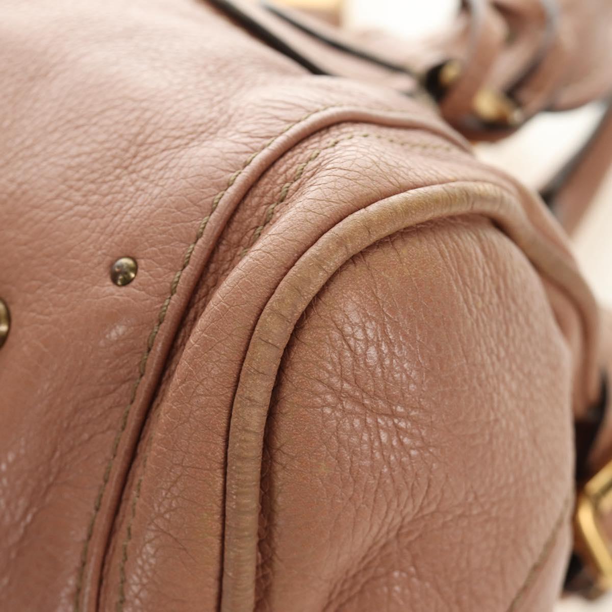 Chloe Paddington Hand Bag Leather Beige Gold Silver Auth am12019V