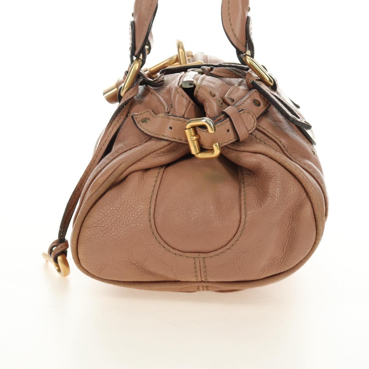 Chloe Paddington Hand Bag Leather Beige Gold Silver Auth am12019V