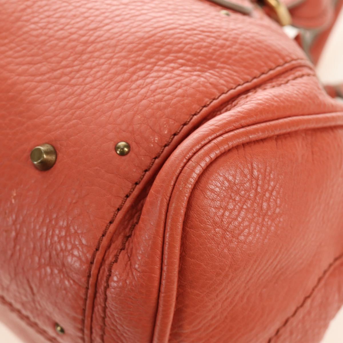 Chloe Paddington Hand Bag Leather Orange Gold Silver Auth am12020SAM