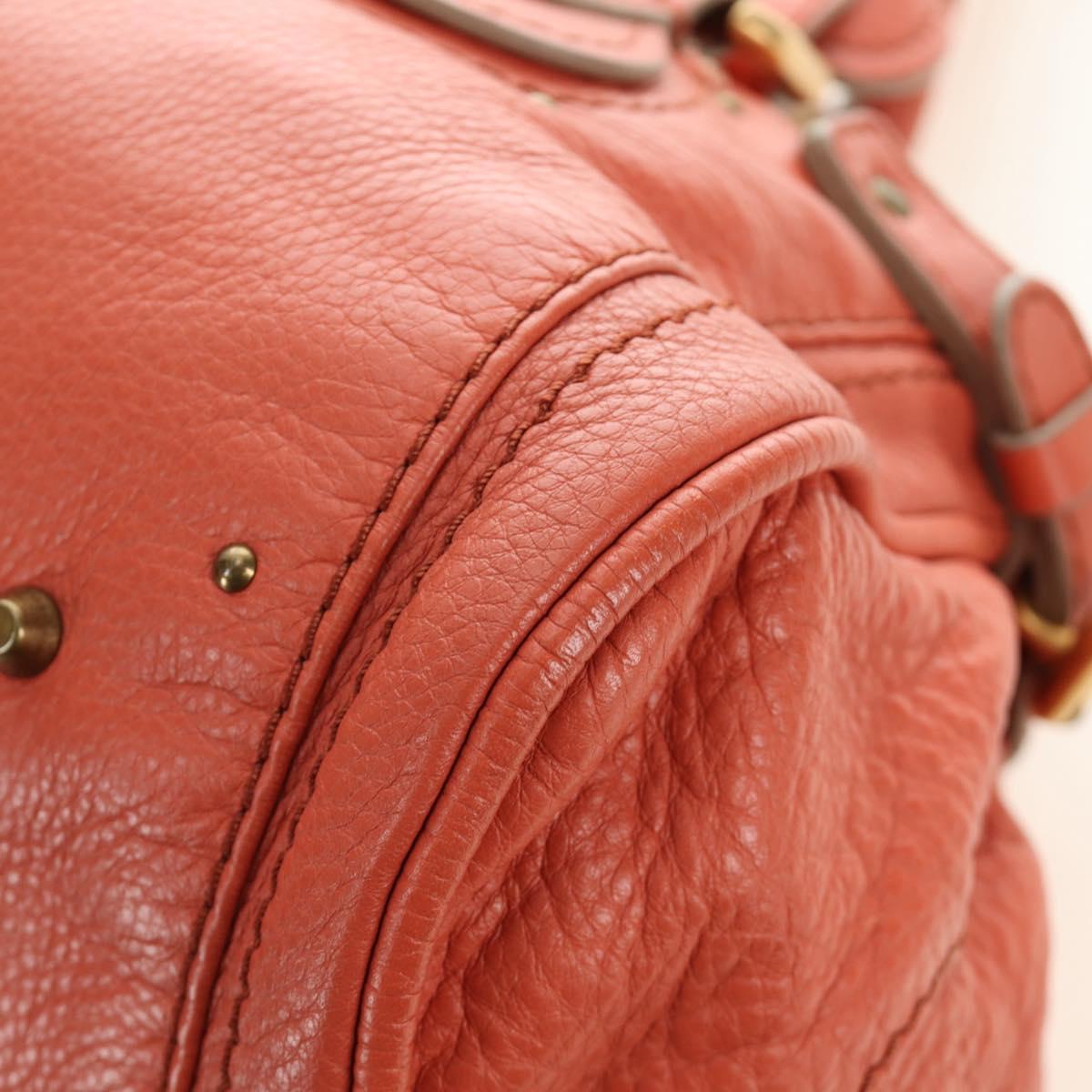 Chloe Paddington Hand Bag Leather Orange Gold Silver Auth am12020SAM