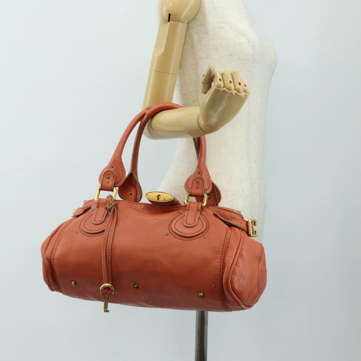 Chloe Paddington Hand Bag Leather Orange Gold Silver Auth am12020SAM