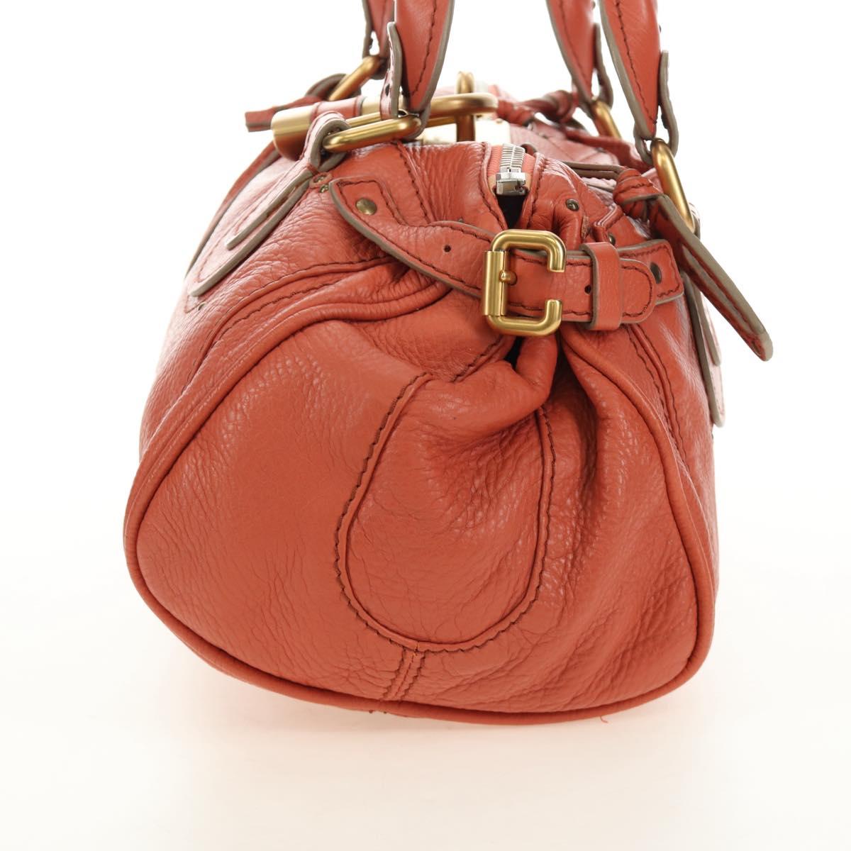 Chloe Paddington Hand Bag Leather Orange Gold Silver Auth am12020SAM