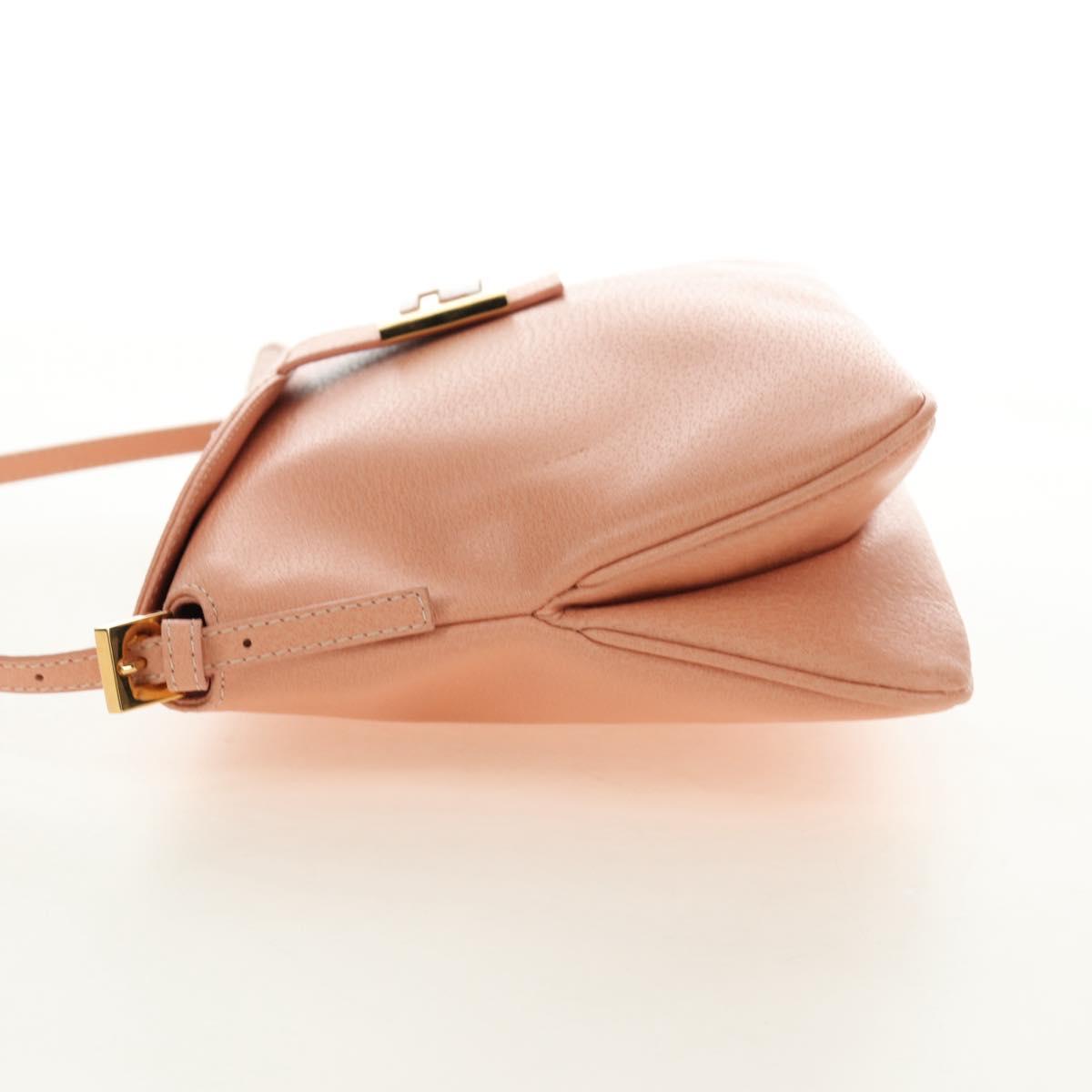 FENDI Mamma Baguette Shoulder Bag Leather Orange Gold Auth am12021SAM