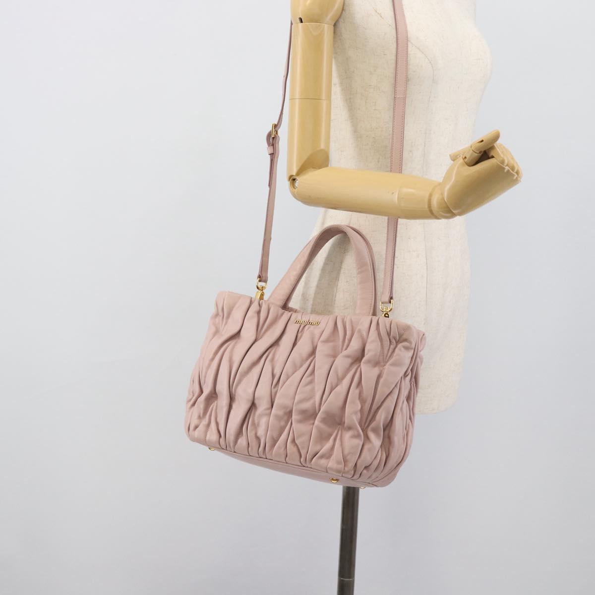 Miu Miu Hand Bag Leather 2way Pink Gold 5BG061 Auth am12025V