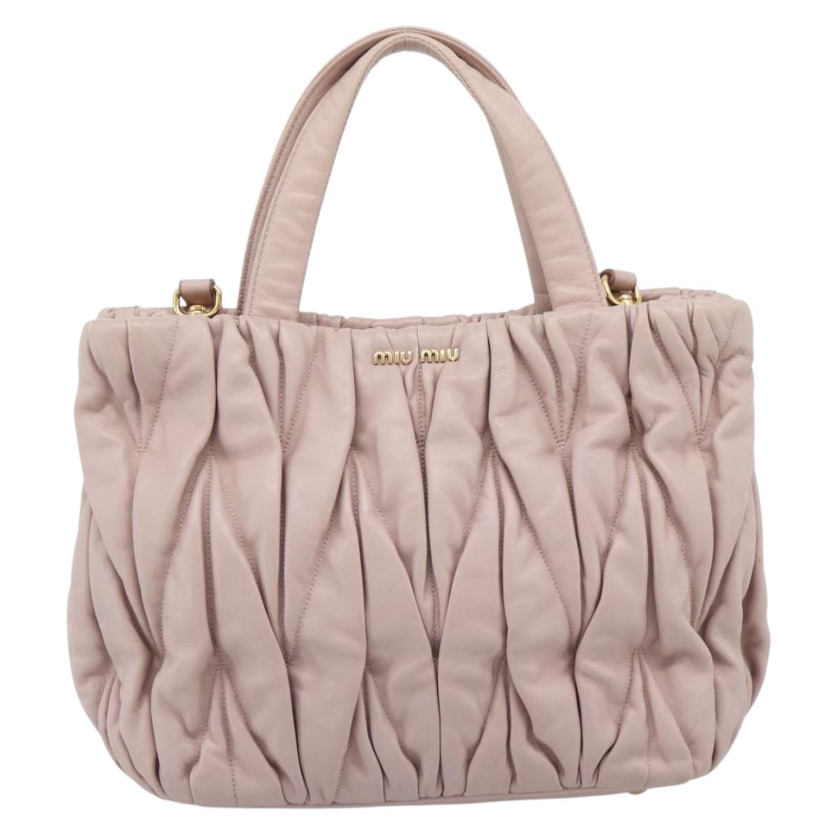 Miu Miu Hand Bag Leather 2way Pink Gold 5BG061 Auth am12025V