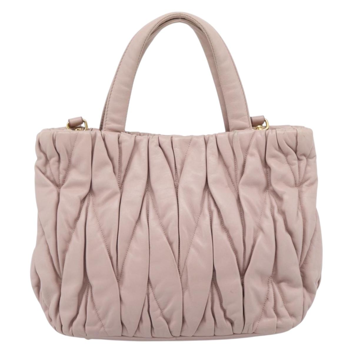 Miu Miu Hand Bag Leather 2way Pink Gold 5BG061 Auth am12025V
