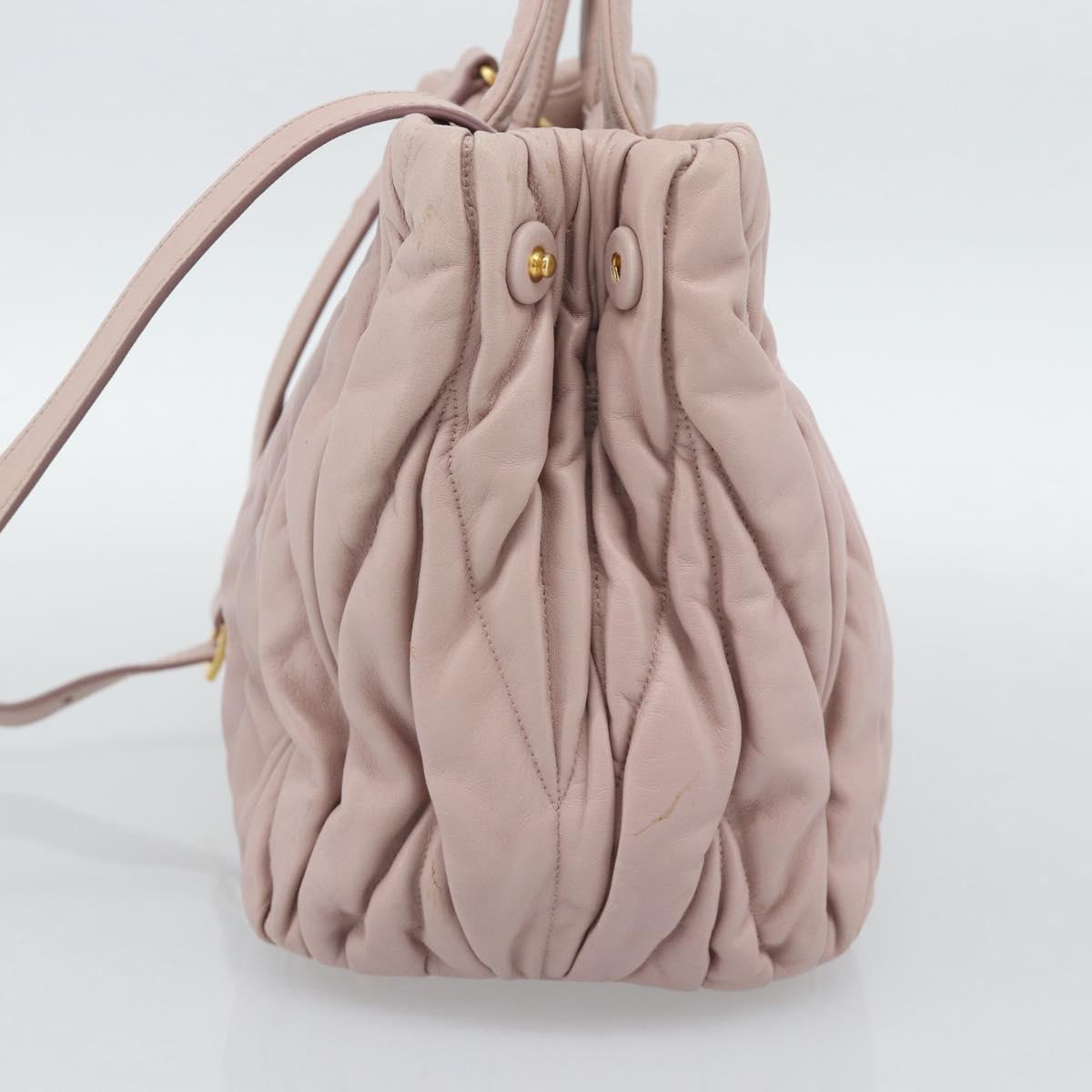 Miu Miu Hand Bag Leather 2way Pink Gold 5BG061 Auth am12025V