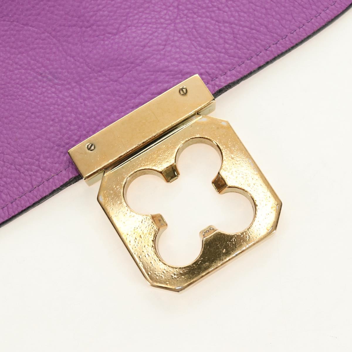 Chloe Elsie Hand Bag Leather 2way Purple Gold Auth am12030V